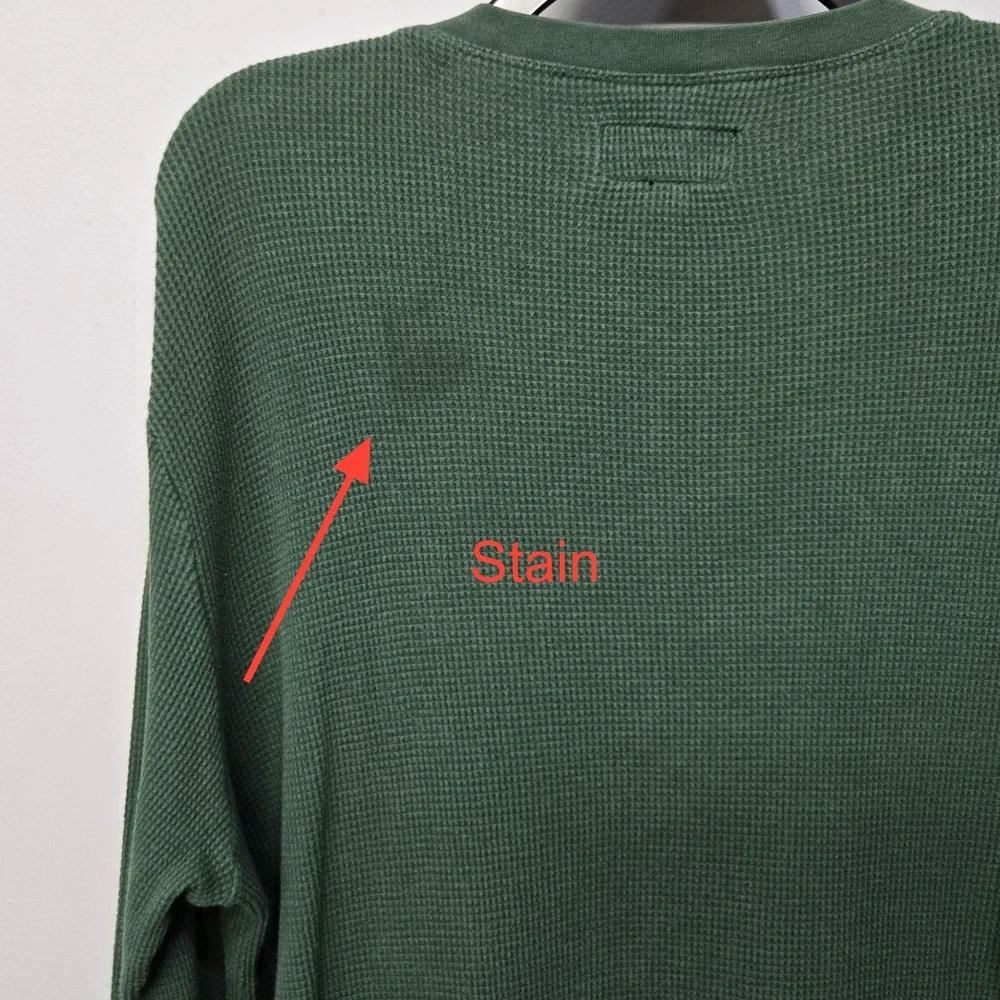 True Religion Thermal Henley Shirt Men Large Green Waffle Knit Streetwear Grunge